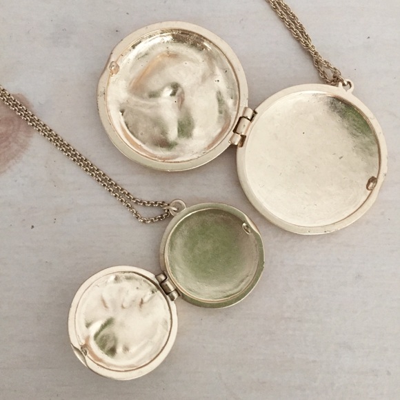Anthropologie Gold Floral Layered Locket Necklace - Picture 7 of 8
